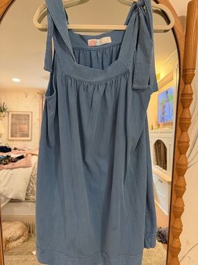 Free People Blue Tie-Strap Mini Dress M w/ pockets!